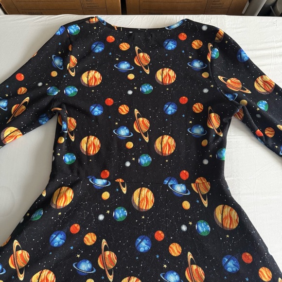 LA Soul Planets Solar System Space Teacher Rockabilly Skater Dress Size Large - Picture 8 of 16
